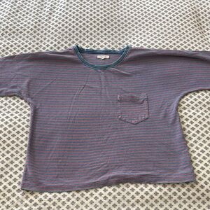 Madewell cropped striped long sleeve tee with drop shoulders